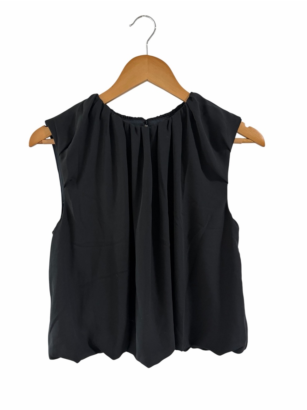 Madewell Black Pleated Bubble Blouse
